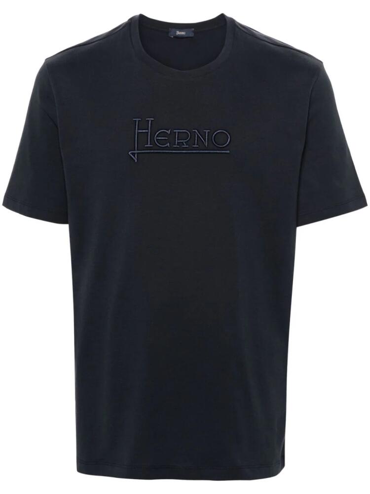 Herno logo-embroidered cotton T-shirt - Blue Cover