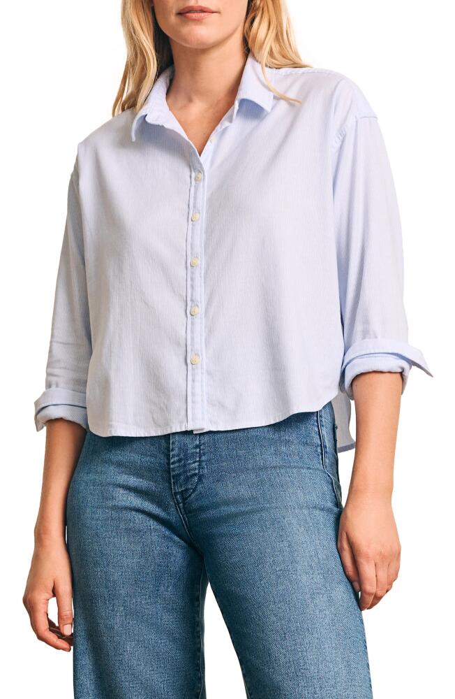 Faherty Crop Stretch Oxford Button-Up Shirt in Classic Stripe Cover