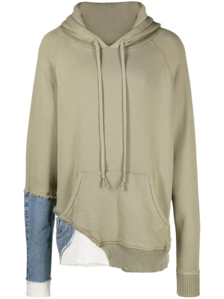 Greg Lauren layered drawstring jersey hoodie - Green Cover