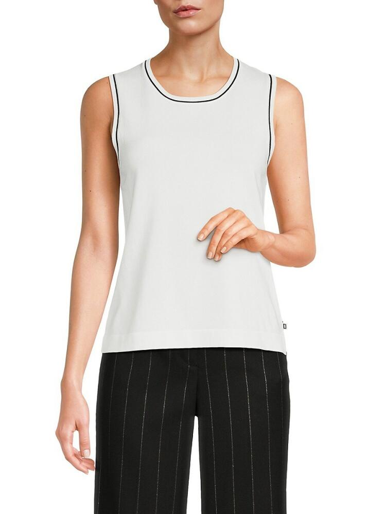 Karl Lagerfeld Paris Women's Tipped Knit Tank Top - White Cover