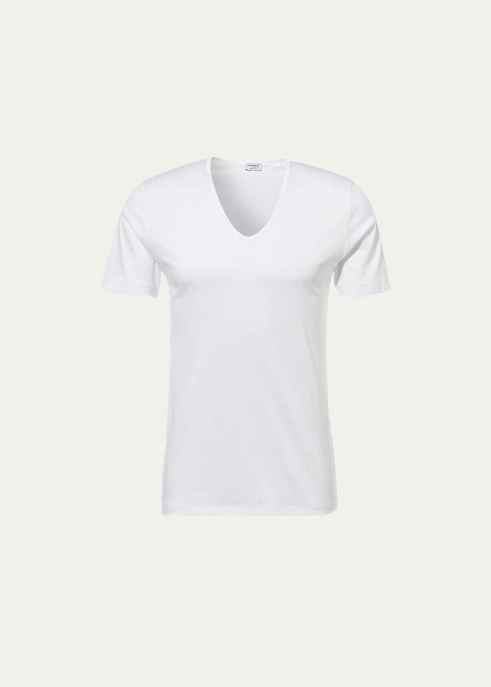 Zimmerli Men's Sea Island V-Neck Cotton T-Shirt Cover