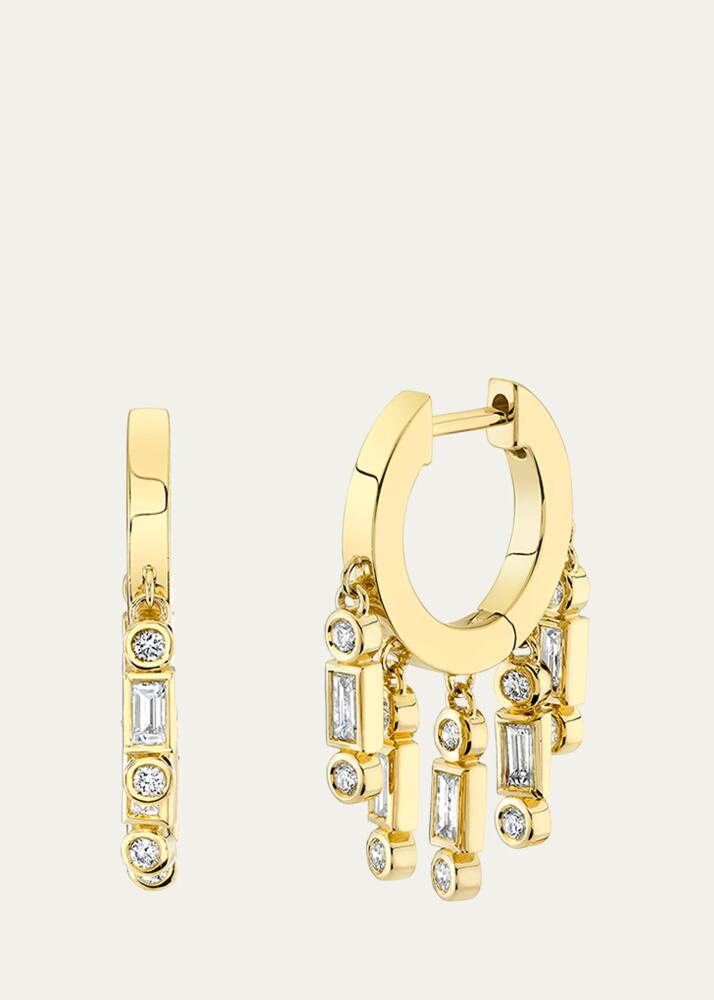 Sydney Evan 14K Yellow Gold Baguette and Round Diamond Fringe Huggie Earrings Cover