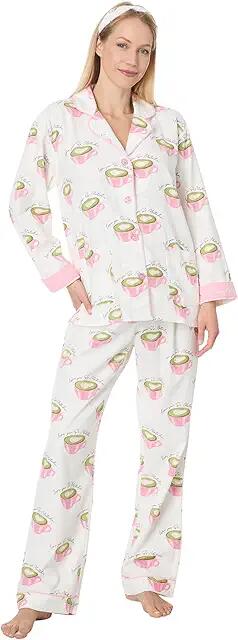 P.J. Salvage Flannel PJ Set with Headband (White Matcha) Women's Pajama Sets Cover