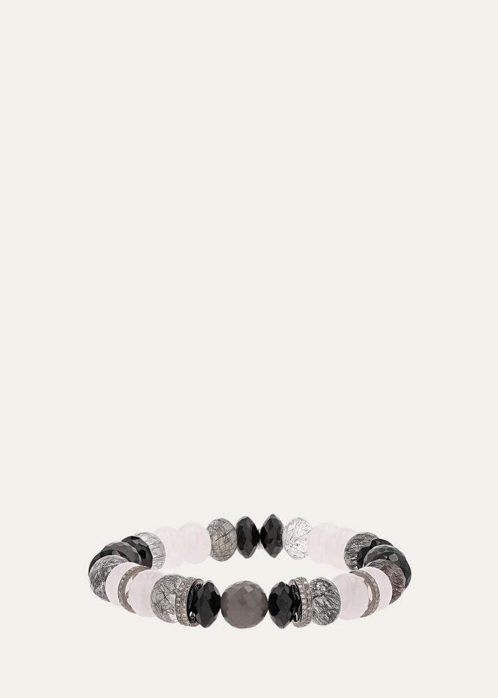 Sheryl Lowe Grey Mix 10mm Bead Bracelet with Pave Diamond Rondelles Cover