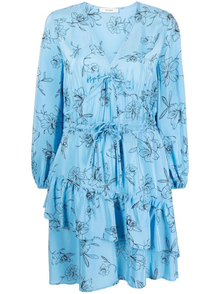 IVY OAK floral-print flared dress - Blue Cover