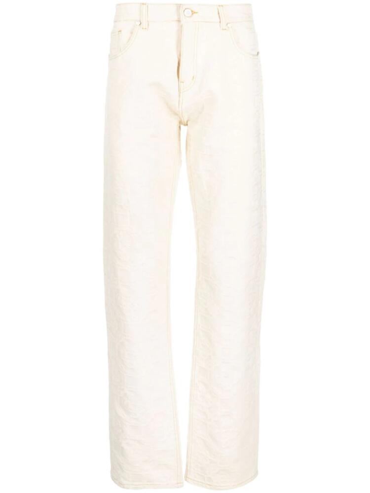 Casablanca monogram-jacquard straight-leg jeans - Neutrals Cover