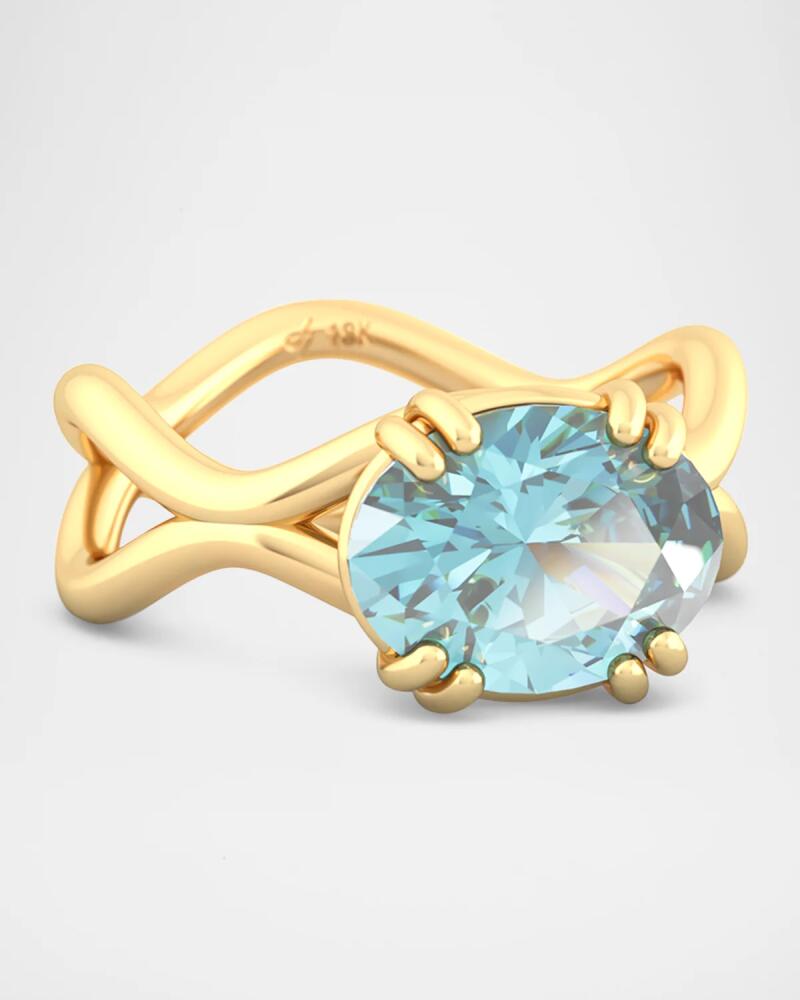 Jamie Turner 18K Gold Rose Ring with Aquamarine Cover