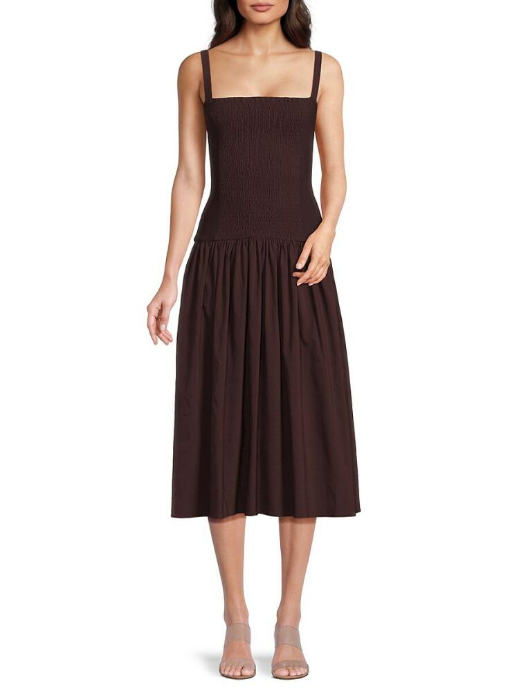 WeWoreWhat Women's Linen Blend Midi Dress - Brown Cover