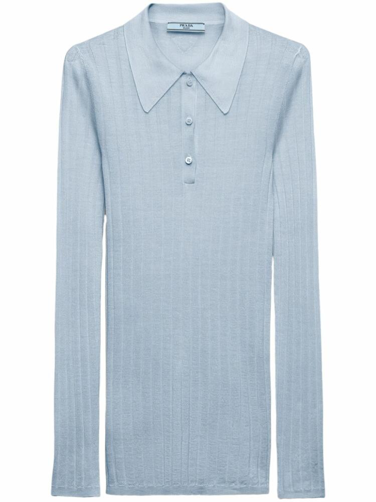 Prada cashmere-silk polo shirt - Blue Cover