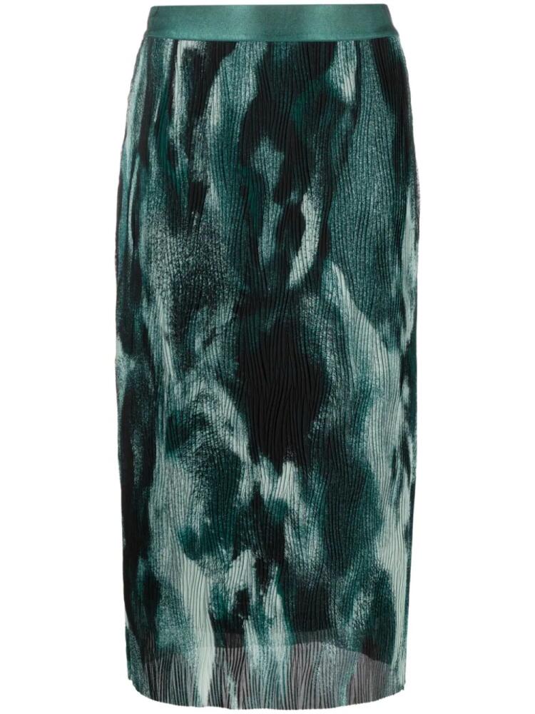 BOSS Evibelle abstract-print pleated skirt - Green Cover