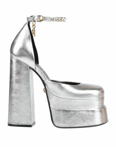 Versace Woman Pumps Silver Soft Leather Cover