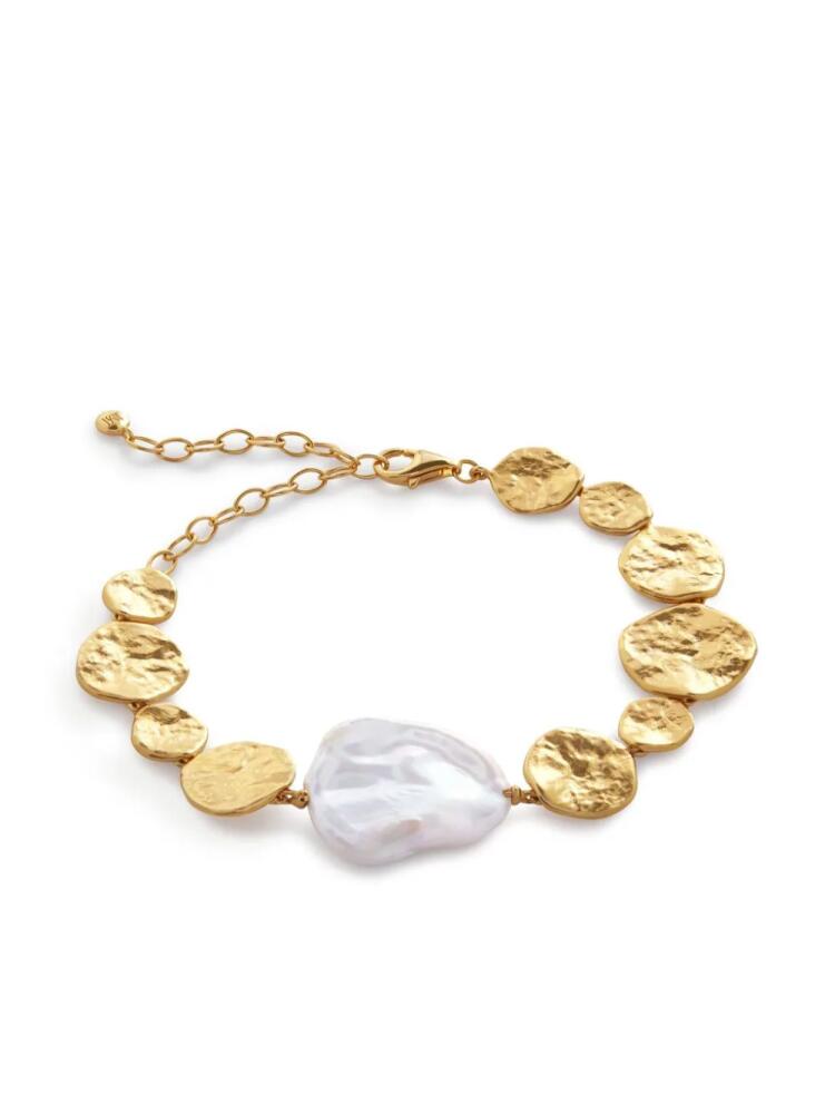 Monica Vinader Capri Keshi Pearl Disc bracelet - Gold Cover