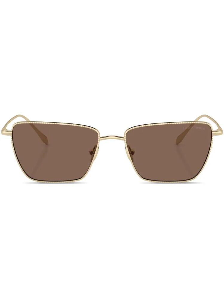 Giorgio Armani tinted-lens rectangle-frame sunglasses - Gold Cover