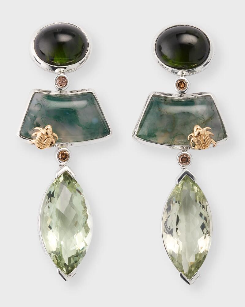 Stephen Dweck Tourmaline, Moss Quartz and Green Amethyst Earrings with Diamonds Cover