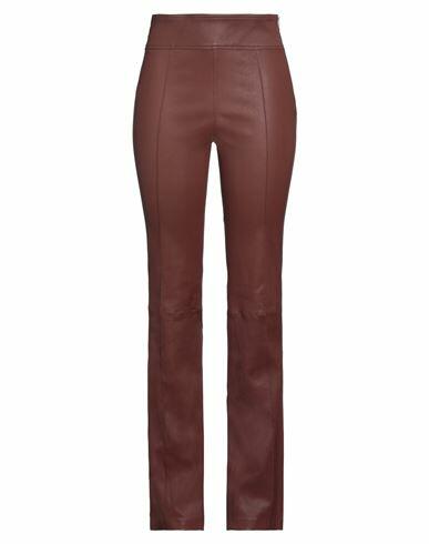 Helmut Lang Woman Pants Brown Lambskin Cover