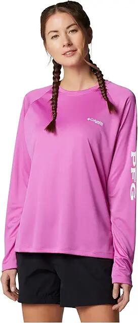 Columbia Tidal Tee II L/S (Bright Lavender/White Logo) Women's Long Sleeve Pullover Cover