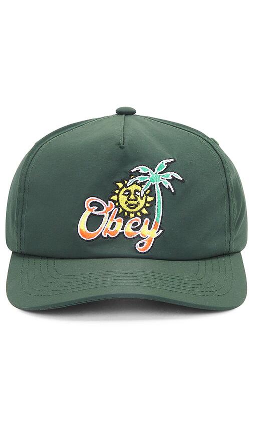 Obey Tropical 5 Panel Nylon Snapback in Green Cover