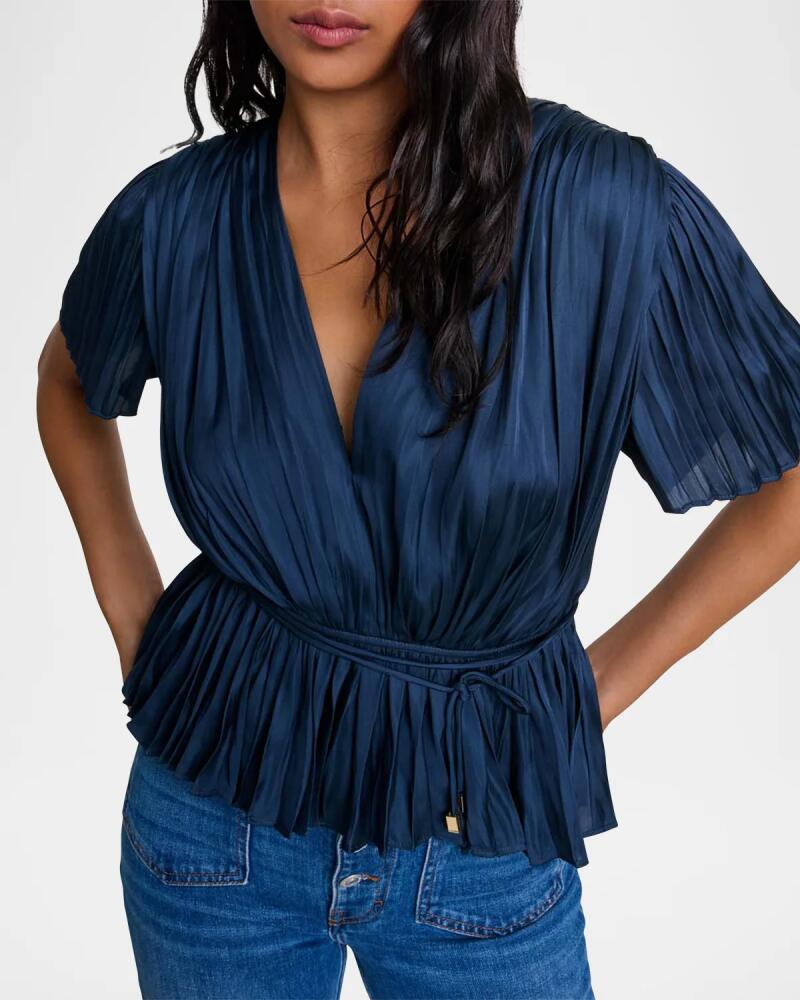 Maje Levilly Pleated Satin Blouse Cover