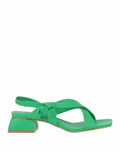 Elvio Zanon Woman Sandals Green Leather Cover