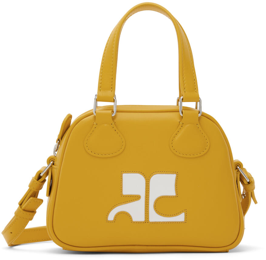 Courrèges Yellow Mini Leather Bowling Bag Cover