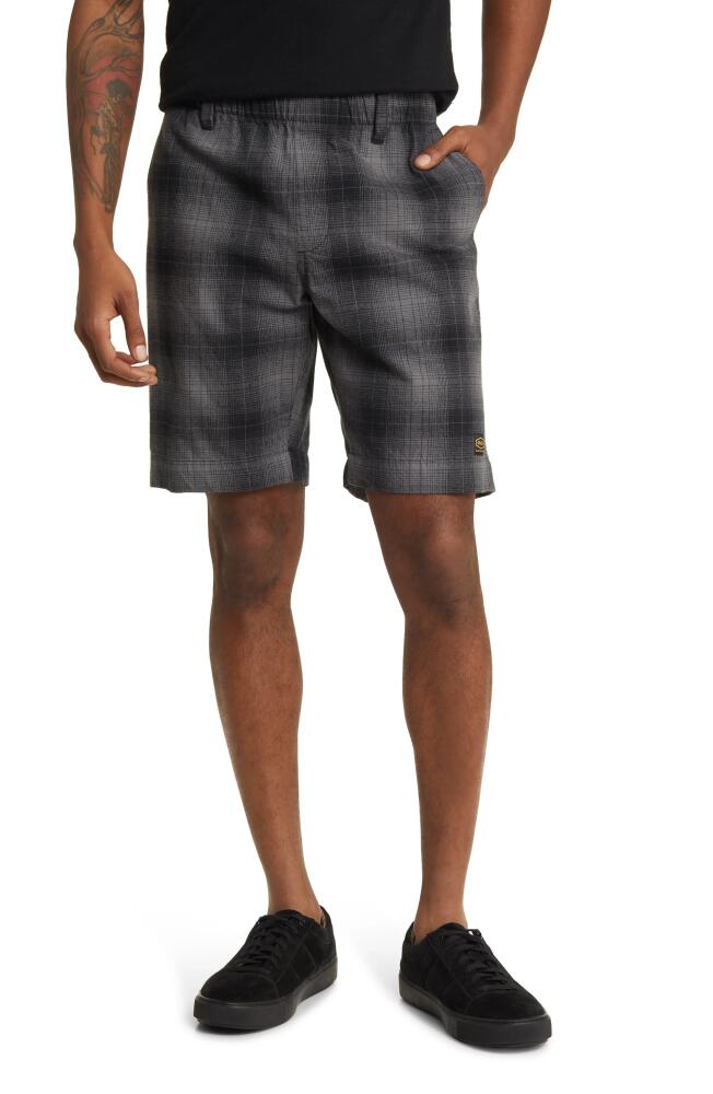 RVCA Americana Plaid Elastic Waist Cotton Shorts in Black Cover