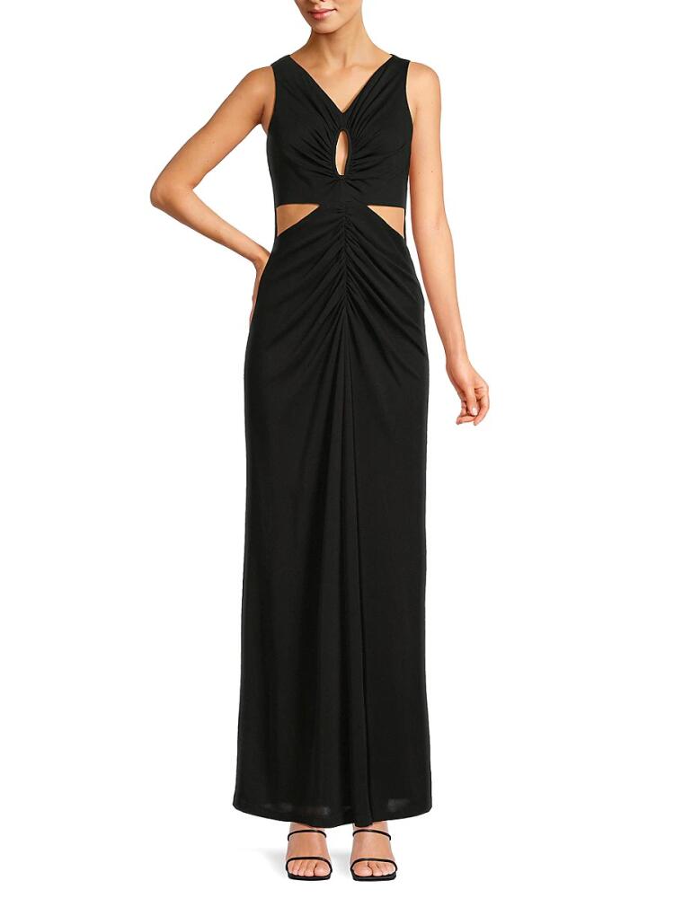 Calvin Klein Women's Ruched Cutout Maxi Dress - Black Cover