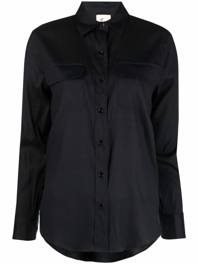 PAULA long-sleeve silk shirt - Black Cover