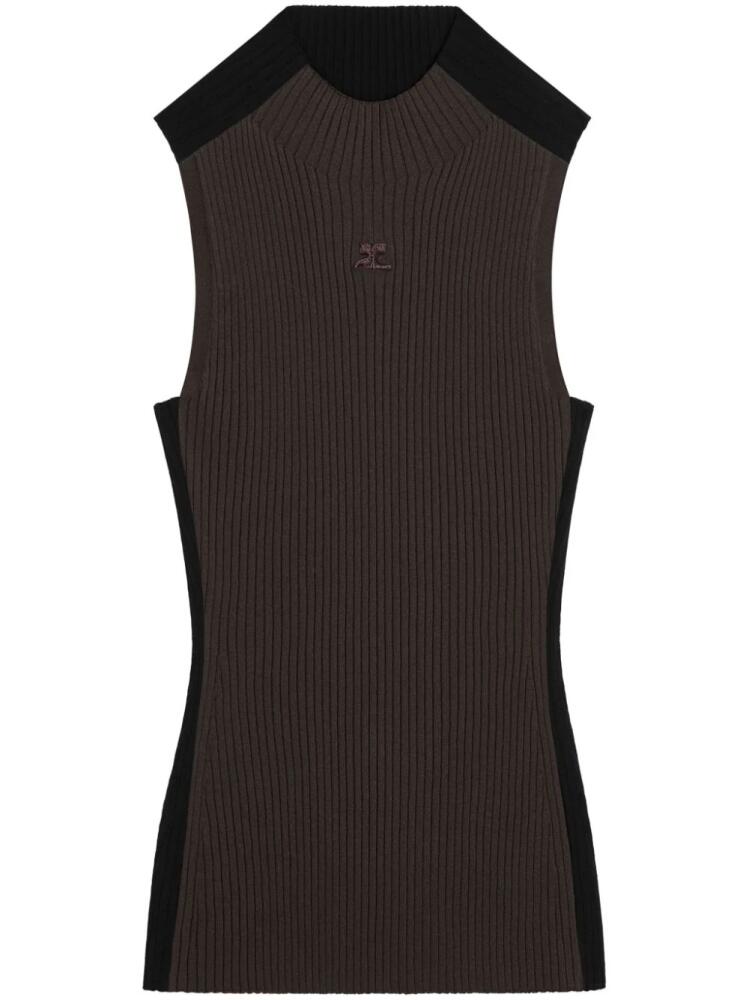 Courrèges Contrast Frame ribbed tank top - Brown Cover