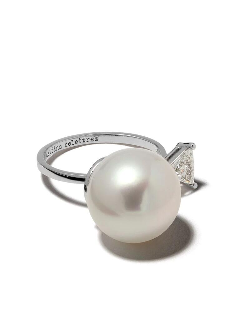 Delfina Delettrez 18kt white gold Pearl & Triangle diamond Ring - Silver Cover