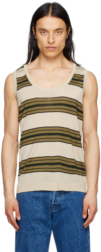 Dries Van Noten Beige Striped Tank Top Cover