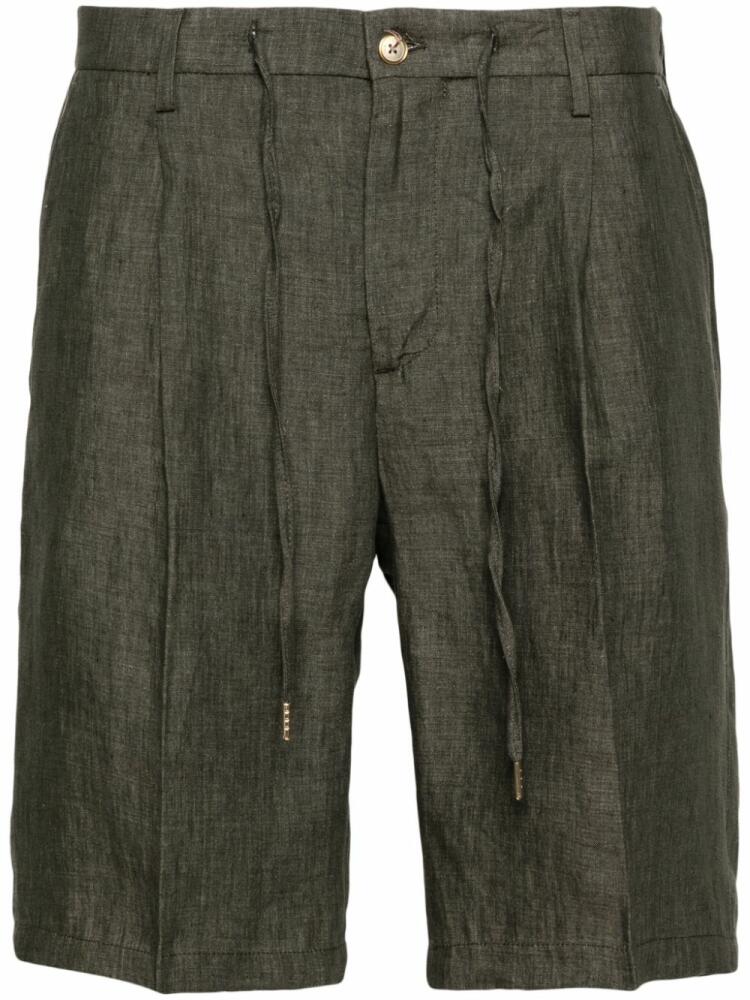 Briglia 1949 Olbias pleat-detail linen shorts - Green Cover