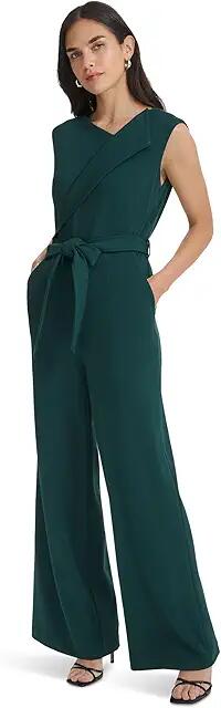 Calvin Klein Scuba Crepe Fold Over Jump Suit (Malachite) Women's Dress Cover