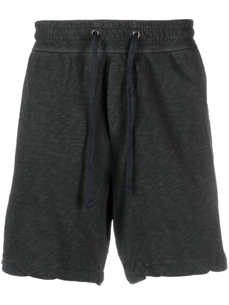 James Perse mélange-effect cotton track shorts - Black Cover