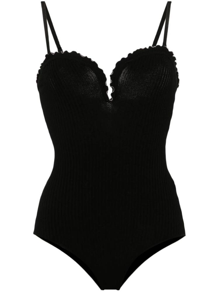 SANDRO beaded-trim ribbed body - Black Cover