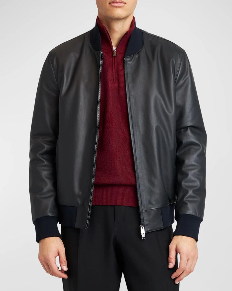 Brioni Men's Classic Leather Bomber Jacket Cover