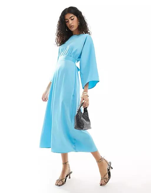 Closet London A-Line kimono midi dress in aqua-Blue Cover