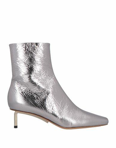 Off-white Woman Ankle boots Silver Leather Cover