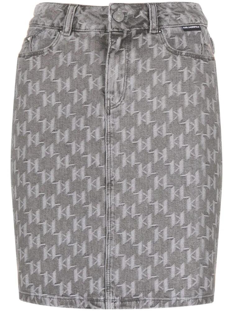 Karl Lagerfeld monogram denim skirt - Grey Cover