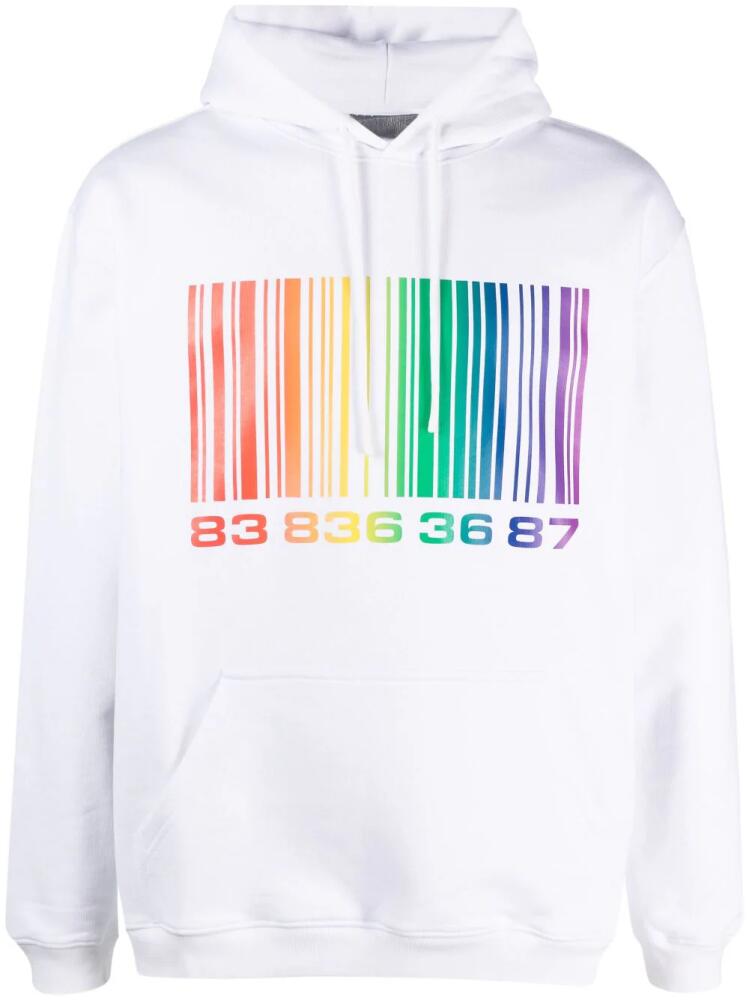 VTMNTS barcode-print cotton-blend hoodie - White Cover