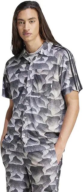 adidas Tiro All Over Printed Mesh Resort Shirt (Black/Putty Grey) Men's Clothing Cover