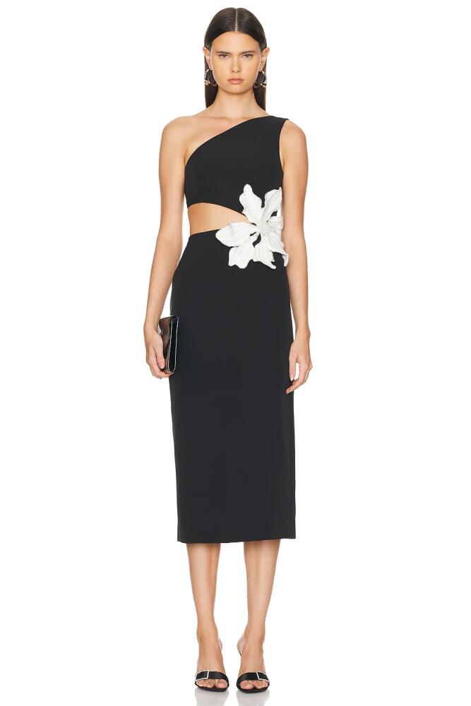 PatBO Flower Applique Midi Dress in Black Cover