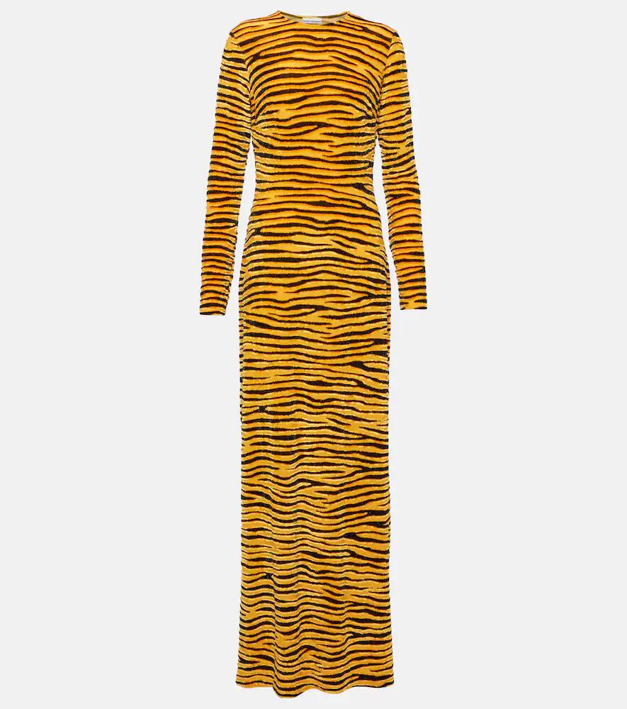 Rabanne Tiger-print velvet maxi dress Cover