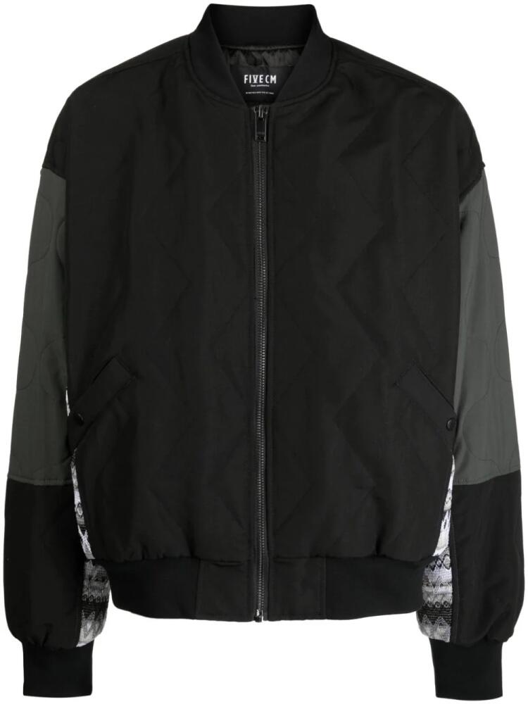 FIVE CM knitted-panels quilted bomber jacket - Black Cover