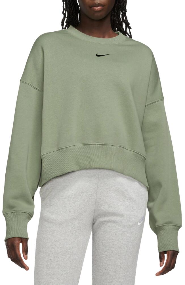 Nike Phoenix Fleece Crewneck Sweatshirt in Oil Green/Black Cover