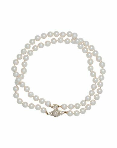 Vivienne Westwood Woman Necklace Ivory Brass, Cubic zirconia Cover