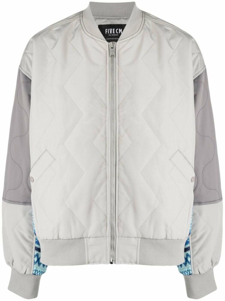 FIVE CM knitted-panels quilted bomber jacket - Grey Cover