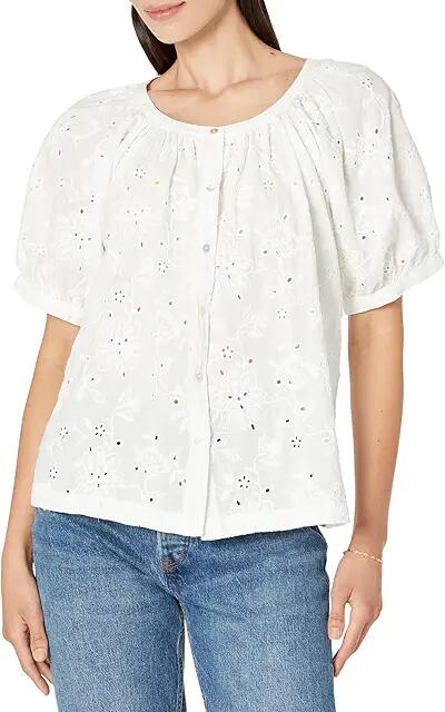 Karen Kane Eyelet Peasant Top (White) Women's Clothing Cover