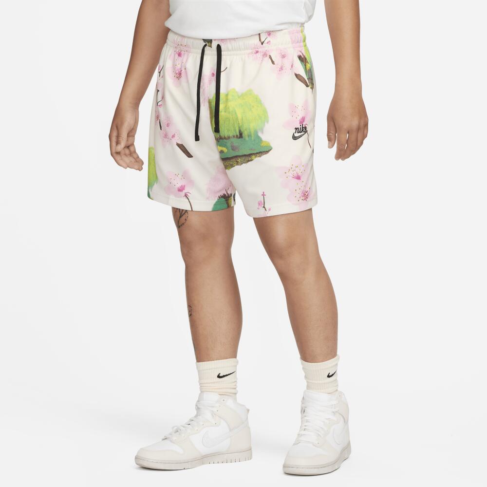 Nike Men's Club Mesh Cherry Blossom Shorts in White Cover