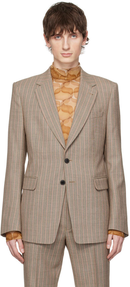 Dries Van Noten Brown Striped Blazer Cover