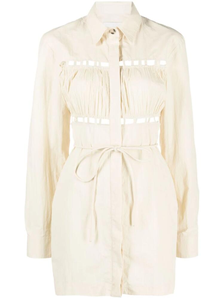 Nanushka cut-out ruched shirtdress - Neutrals Cover